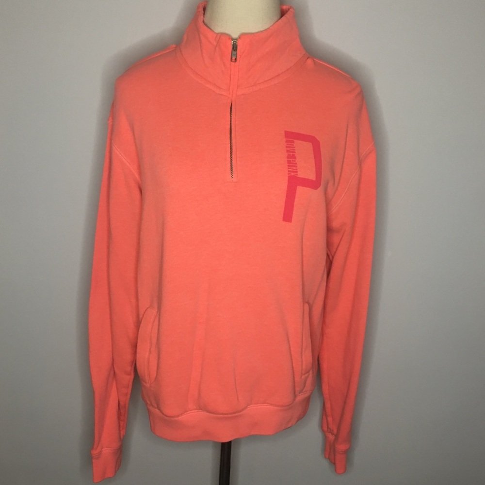 PINK VICTORIA’S SECRET Peach Half Zip Pullover XS